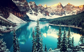 lake, forest, mountain