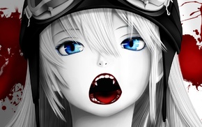 blue eyes, Monogatari Series, blood, vampires, glasses, blood stains