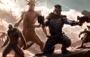 Drax the Destroyer, Star Lord, Groot, Guardians of the Galaxy