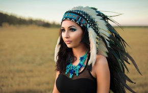 headdress, Native Americans, dark hair