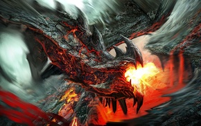 rock, dragon, fire