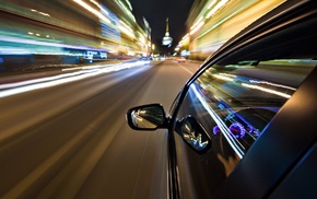 road, reflection, car, 3D