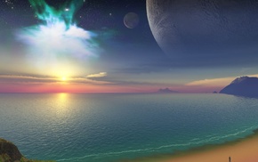 sand, fantasy, planets, ocean