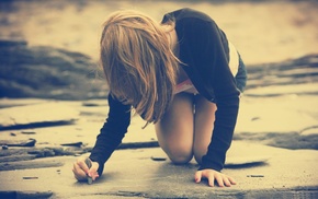 blonde, beach, girl