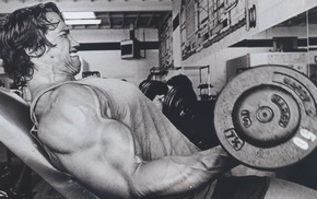 Arnold Schwarzenegger, working out