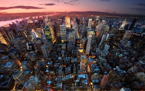 New York City, building, lights