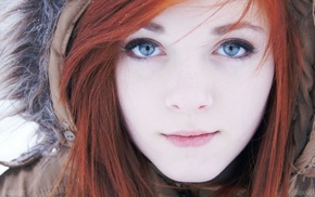 girl, lips, redhead, closeup, blue eyes