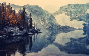 lake, nature, reflection, cold, landscape