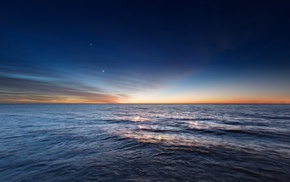 sea, HDR, sunset, nature