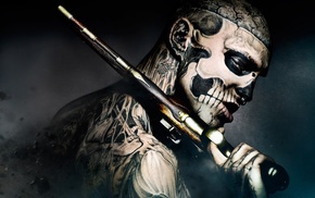 nose rings, men, Rico the Zombie, tattoo, gun