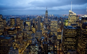 New York City, building, lights