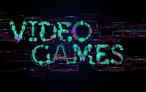 technology, simple background, video games, circuits, typography