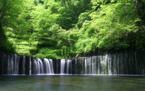 waterfall, nature, greenery