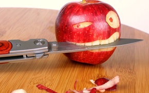 apples, knife