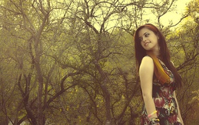 brunette, nature, girl