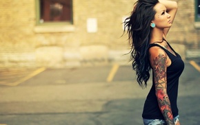 tattoo, dark hair