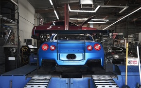 Nissan GT, R, car, blue cars