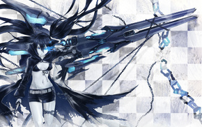girl, gun, blue, sword, anime