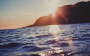 sunlight, water, sea, rock