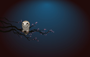 branch, owl, night, minimalism