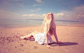 beach, girl, dress, blonde