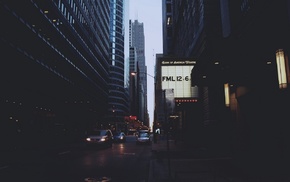 night, car, street, New York City