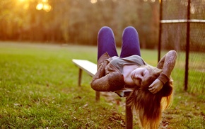 girl, jeans, girl outdoors, brunette