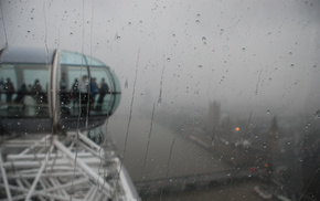 cities, rain, people, London, city