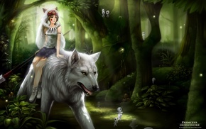 Princess Mononoke, forest, wolf