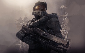 Master Chief, rifles, artwork, Halo