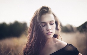 brunette, girl, girl outdoors, filter, depth of field