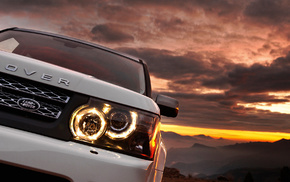 mountain, auto, sunset, cars, white