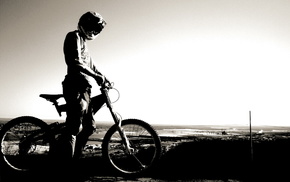 bicycle, horizon, sports, sky, helmet