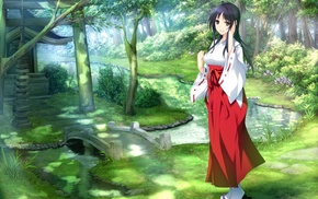 anime girls, nature, kimono