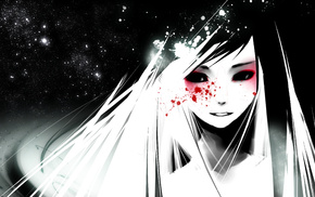 girl, anime, blood, face