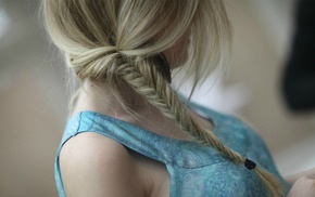 braids, tank top, blonde, fishtail braid