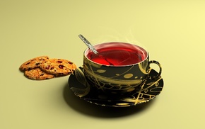 3D, morning, tea, cup