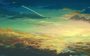 anime, space, clouds