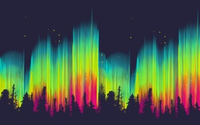 3D, colors, wallpaper, forest, stars