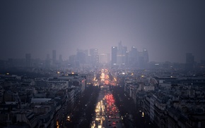 rainbows, cityscape, evening, lights, Paris, city