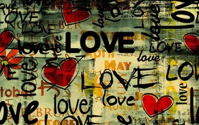 hearts, typography, graffiti, love