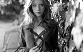 monochrome, long hair