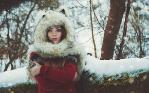 face, snow, girl