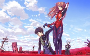 Ikari Shinji, Asuka Langley Soryu, anime, Ayanami Rei, Neon Genesis Evangelion