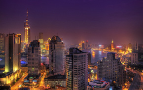 city, lights, Asian, cities, China