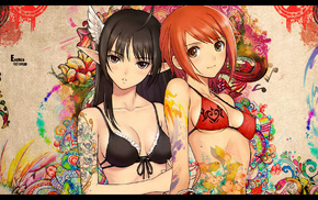 patterns, girls, anime, bikini